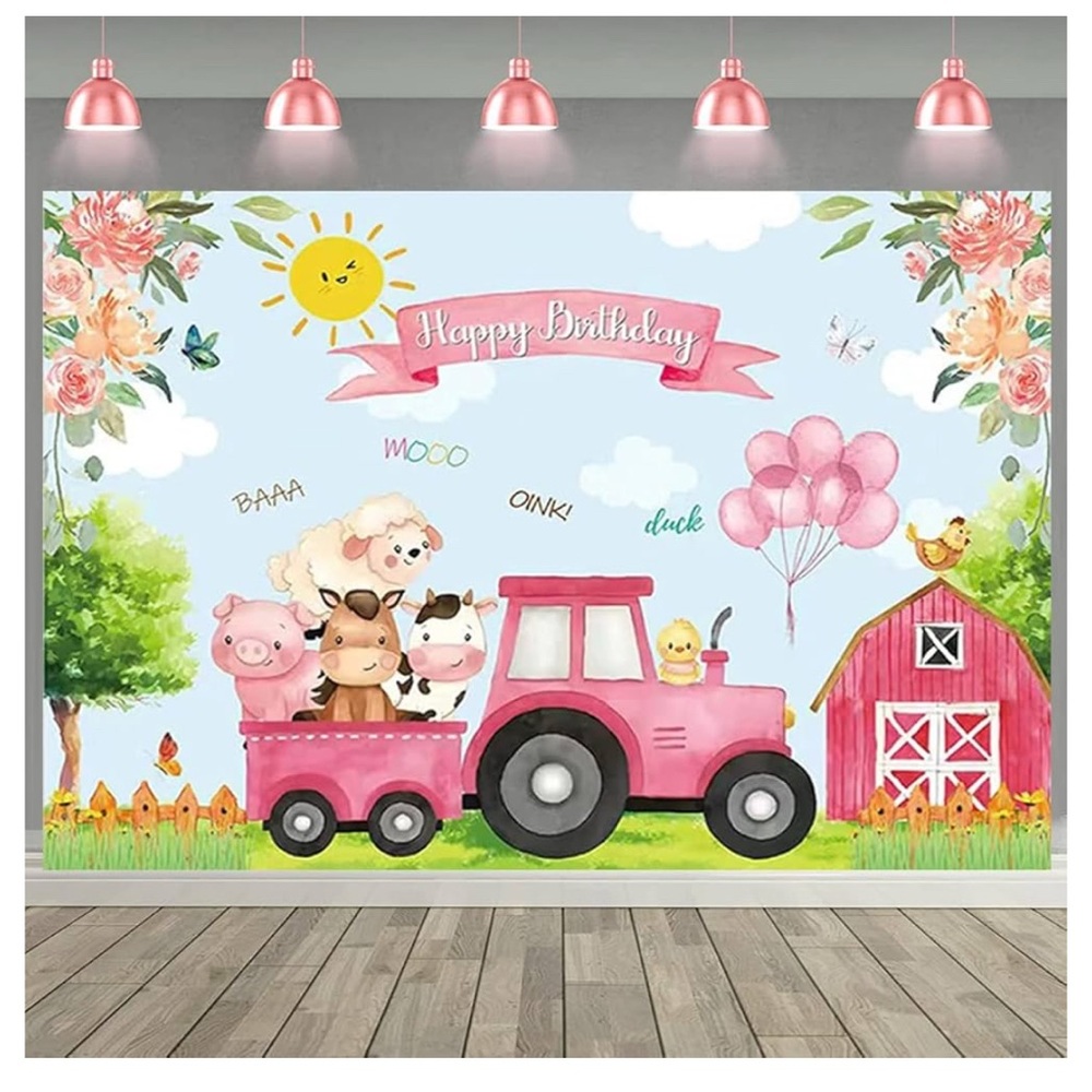 Farm Animals Happy Birthday Backdrop 3 x 5,Newborn Baby Birthday
